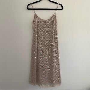 REBECCA TAYLOR Taylor Swift Sequin Silk Slip Dress Size 8 Small Medium Vintage
